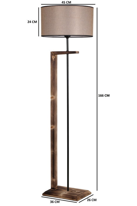 Opviq Lámpara de Pie con Cuerpo de Madera y Metal Marrón Opviq Lámpara de Pie con Cuerpo de Madera y Metal Marrón
